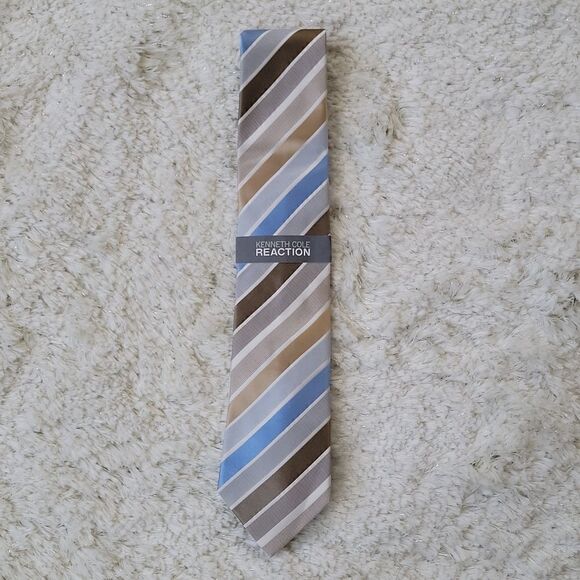 KENNETH COLE REACTION PRINCE STRIPE 100% SILK TIE - NEW! - Picture 1 of 6